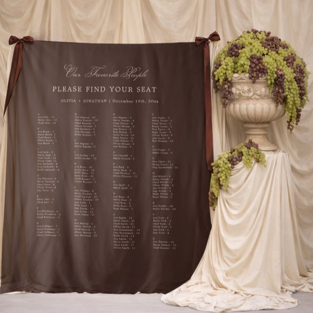 Tenture Marron Plan de table de mariage Alphabet Tissu (Créateur téléchargé)