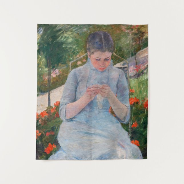 Tenture Mary Cassatt - Fille couture dans un jardin (Devant)