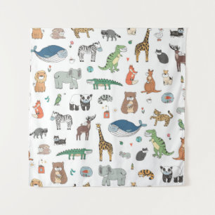 Tenture Masque animal pour enfants, motif de virus.