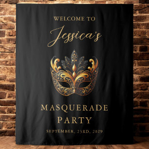 Tenture Masquerade Black Gold Bienvenue