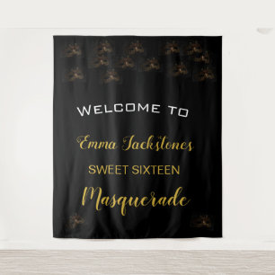 Tenture Masquerade Gold Black Sweet 16 15 Anniversaire