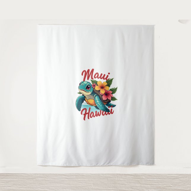 Tenture Maui Hawaii T Chemise Fille Femmes Enfants Tortue  (Devant)