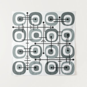 Tenture MCM gris Motif Abstrait du milieu du siècle