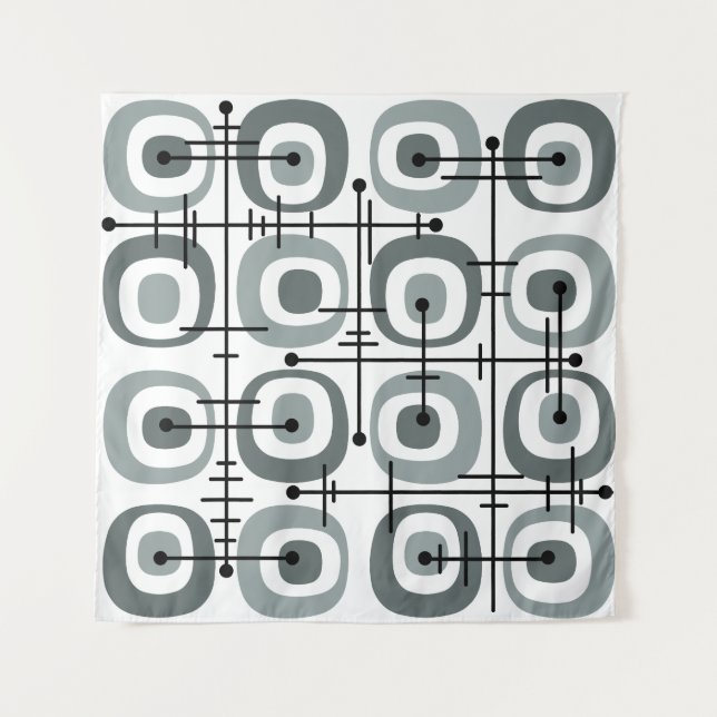 Tenture MCM gris Motif Abstrait du milieu du siècle (Devant)