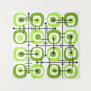 Tenture MCM Moyen-siècle Abstrait Motif Chartreuse