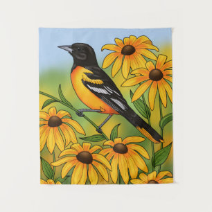 Tenture MD State Bird Oriole & Black eyed Susan Flower