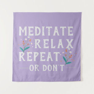 Tenture Méditer Relax Répéter Motivational Lavender Art