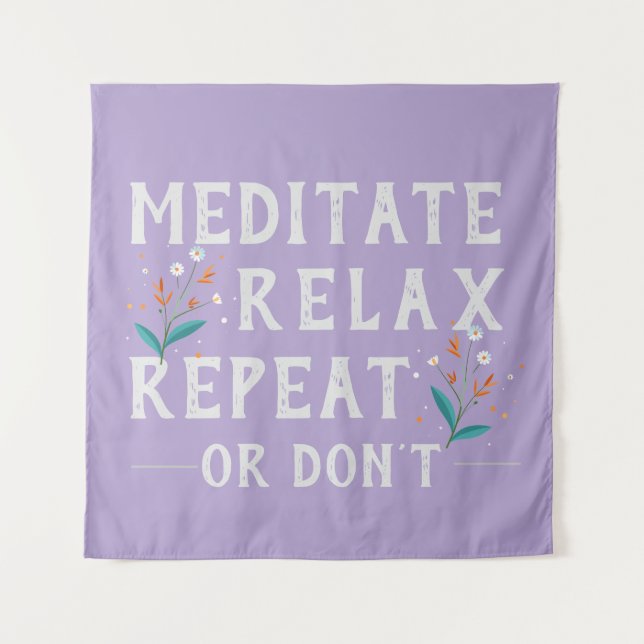 Tenture Méditer Relax Répéter Motivational Lavender Art (Devant)