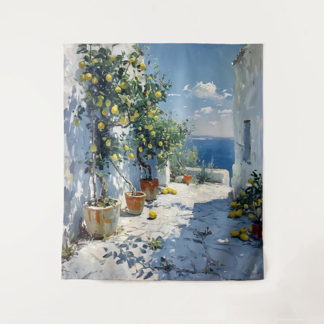 Tenture Mediterranean Impressionism with Lemons (Devant)