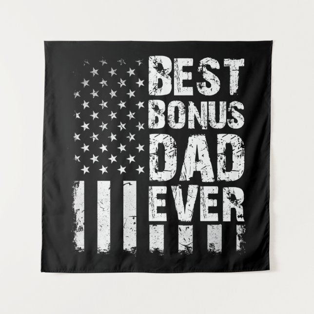 Tenture Meilleur Bonus Papa jamais drapeau américain (Devant)