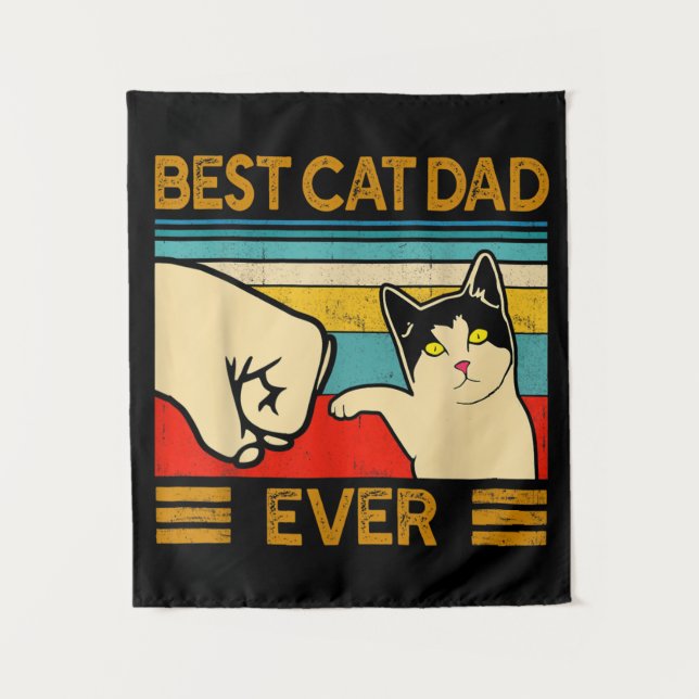 Tenture Meilleur papa chat drôle de chat (Devant)