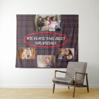 Meilleure grand-mère Toile de fond à carreaux roug