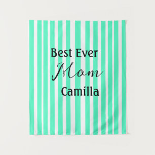 Tenture Meilleure maman de tous les temps motif rayé vert 