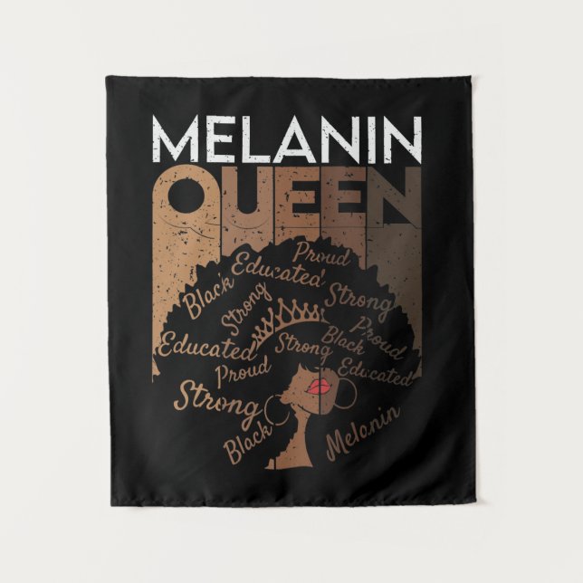 Tenture Melanin Afro Queen Word Art (Devant)