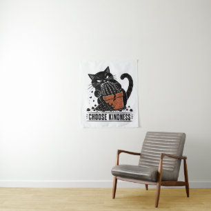 Tenture Mème de linogravure de chat drôle Choisissez la ge
