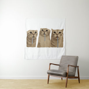 Tenture Mème des triples chats idiots baveux