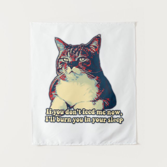 Tenture Mème drôle de chat grincheux pour les propriétaire (Devant)