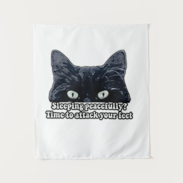 Tenture Mème drôle de chat grincheux pour les propriétaire (Devant)