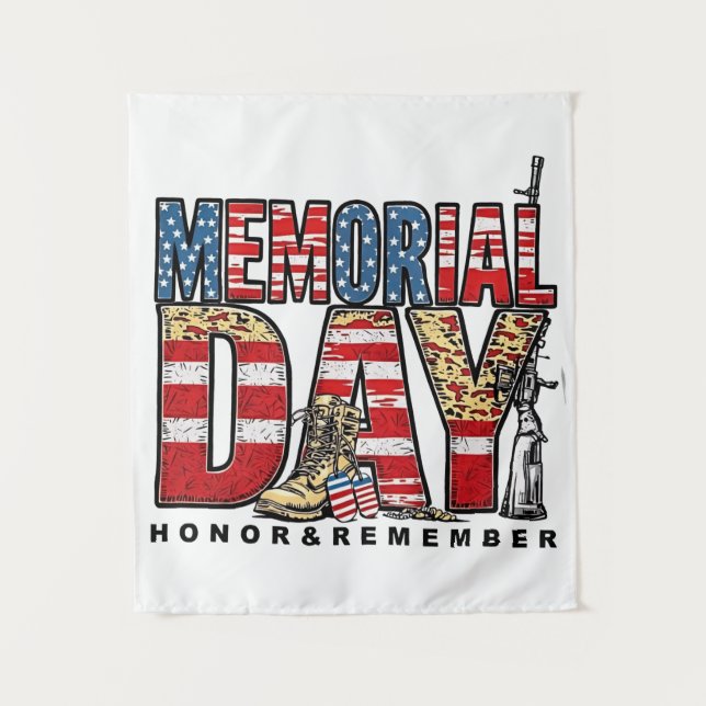 Tenture Mémorial Day Honor & Souvenez-vous du drapeau amér (Devant)