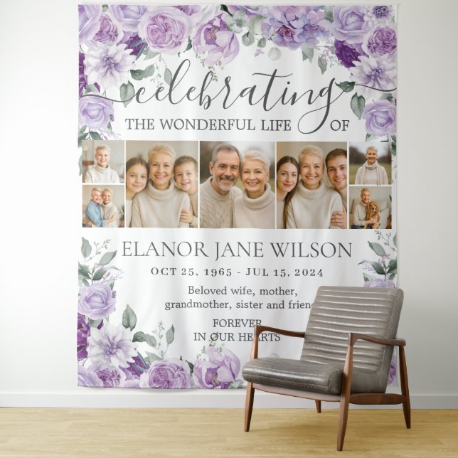 Tenture Mémorial funéraire de tournesols Collage de 7 phot (En situation)