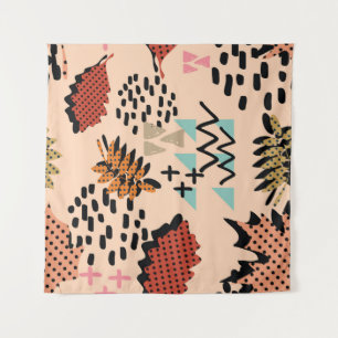 Tenture Memphis Automne : Motif Feuille géométrique