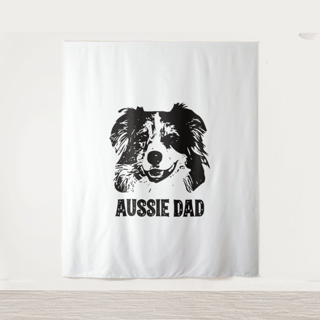 Tenture Mens Aussie Papa - Australian Shepherd Chien Papa (Devant)