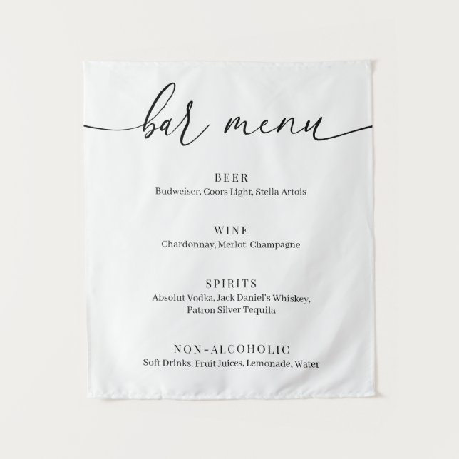Tenture Menu de bar de mariage élégant moderne (Devant)