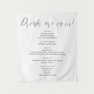 Tenture Menu de boissons de mariage à la calligraphie mode