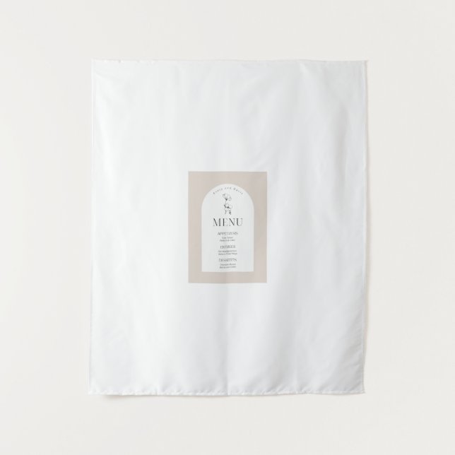 Tenture Menu de mariage Modern Arch – Floral beige minimal (Devant)