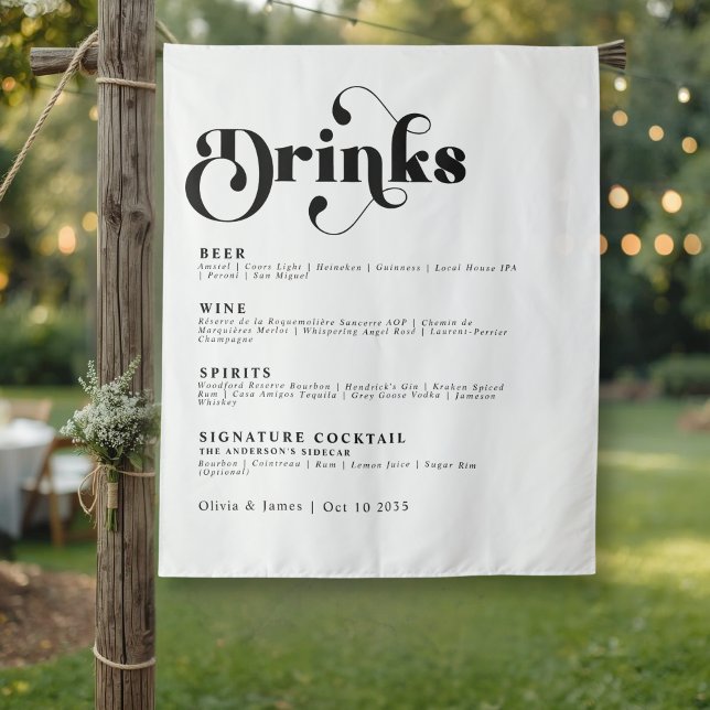 Tenture Menu simple rétro de bar de boissons Typographie v (Créateur téléchargé)