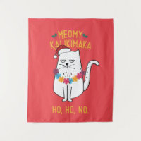 Meowy Kalikimaka Funny Chat Santa Hat Noël