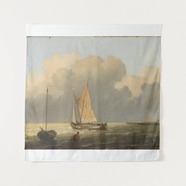 Tenture Mer au large de la côte, avec Spritsail Barge Post (Devant)