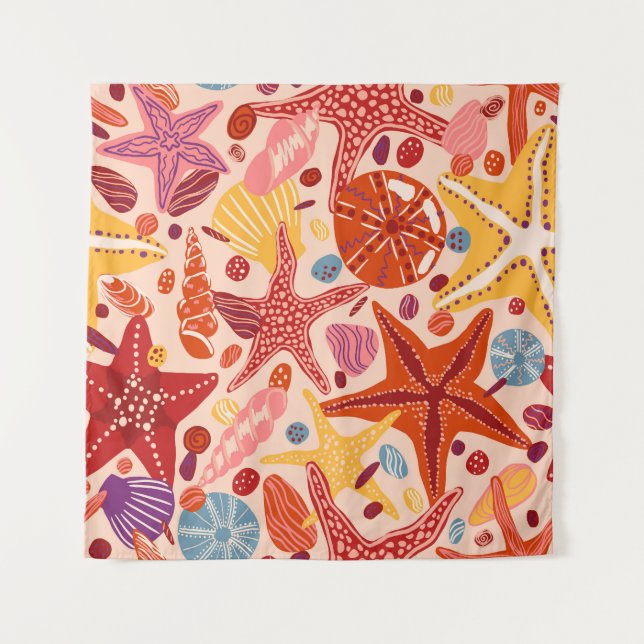 Tenture Mer d'été scandinave : Starfish Motif (Devant)