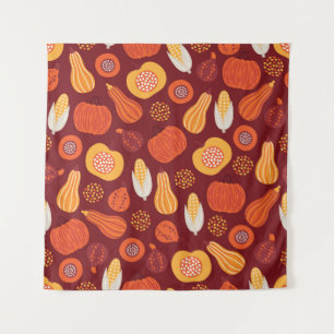 Tenture Merci Citrouille Brown Motif sans Seamless.