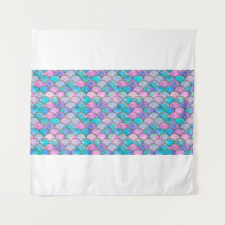 Tenture Mermaid fish scale wave japanese seamless pattern.