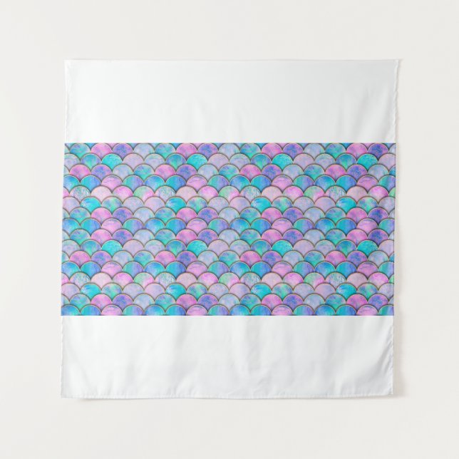 Tenture Mermaid fish scale wave japanese seamless pattern. (Devant)