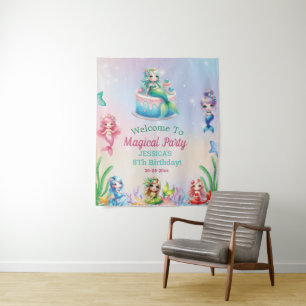 Tenture Mermaid Magique 8E Fête Anniversaire Fille