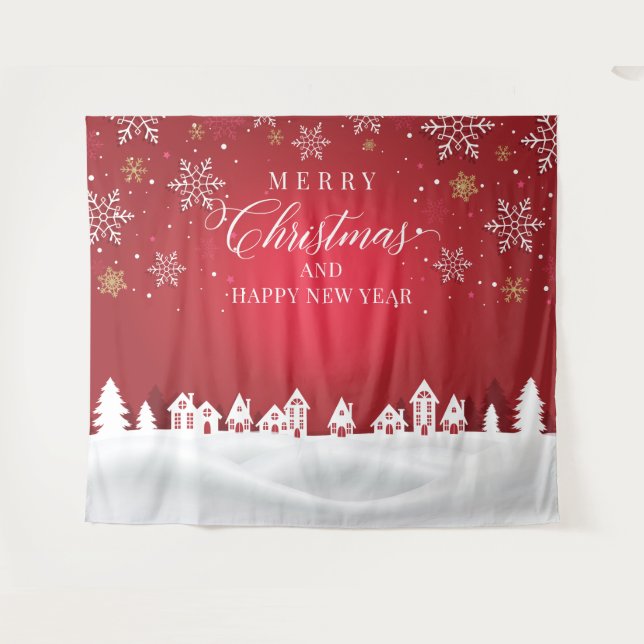 Tenture Merry Christmas and Happy New Year backdrop  (Devant (Horizontal))