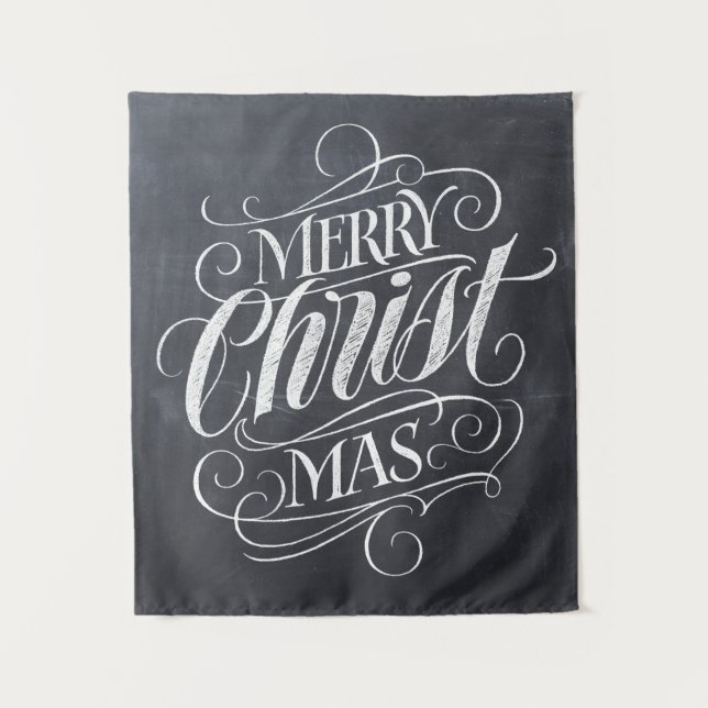 Tenture Merry CHRISTmas Christian Chalkboard Chalk (Devant)