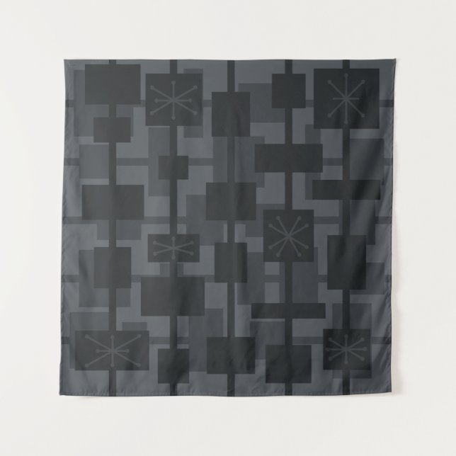 Tenture Mi-siècle moderne géométrique gris foncé (Devant)