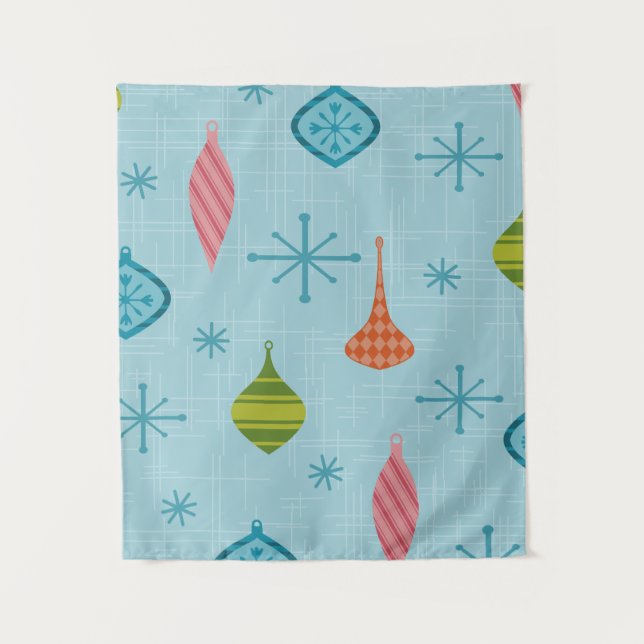 Tenture Mi-Siècle moderne ornements de Noël (Devant)