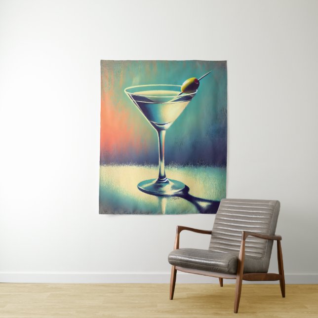 Tenture Mid Century I Love The Blues Martini Art (En situation)