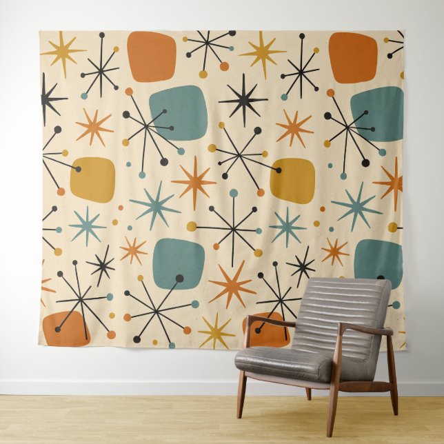 Tenture Mid Century Modern Starburst Pattern (En situation (horizontale))