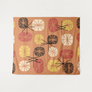 Tenture Midcentury Pattern Oblongs Autumn Orange