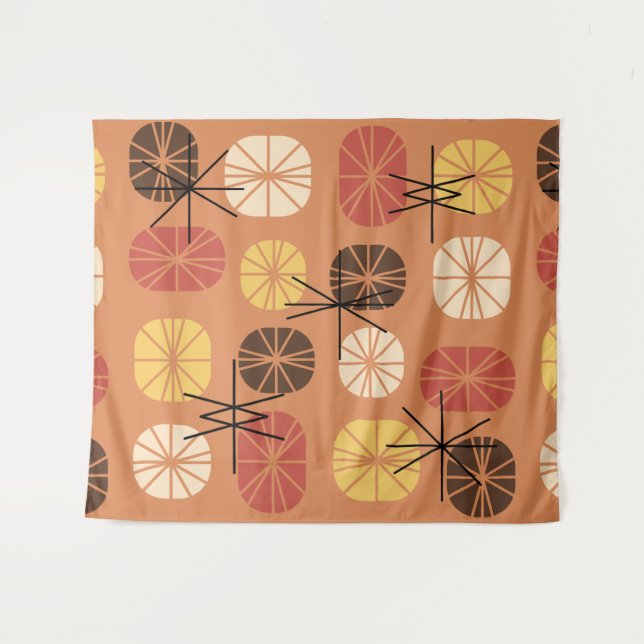 Tenture Midcentury Pattern Oblongs Autumn Orange (Devant (Horizontal))
