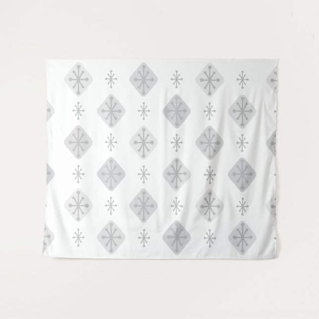 Tenture Midcentury Starburst Diamonds Light Gray (Devant (Horizontal))