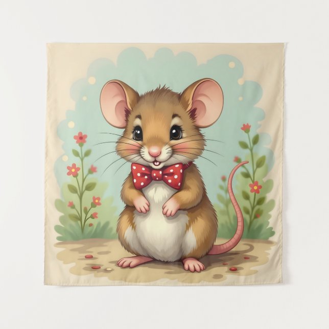 Tenture Mignon adorable petite souris avec cravate (Devant)