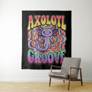 Tenture Mignon Axolotl Hippie Groovy Art Rétro 70s Arc-en-