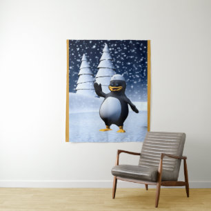 Tenture Mignon pingouin marin d'hiver Art de vacances enne