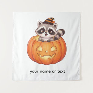 Tenture Mignon Raton Laveur d'Halloween dans une Citrouill